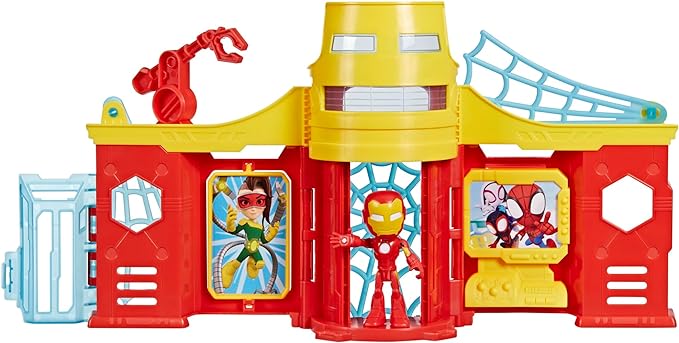 Spidey and his Amazing Friends Stark Tower Playset, Includes 4-Inch Iron Man Action Figure, Marvel Super Hero Toys for Kids 3 and Up - Figurio