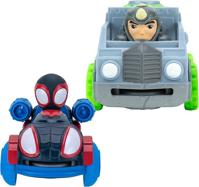 Marvel Spidey and his Amazing Friends Little Vehicle 2-Pack - 5” Disc Dashers Featuring Miles Morales Vs Rhino - Amazon Exclusive - Figurio