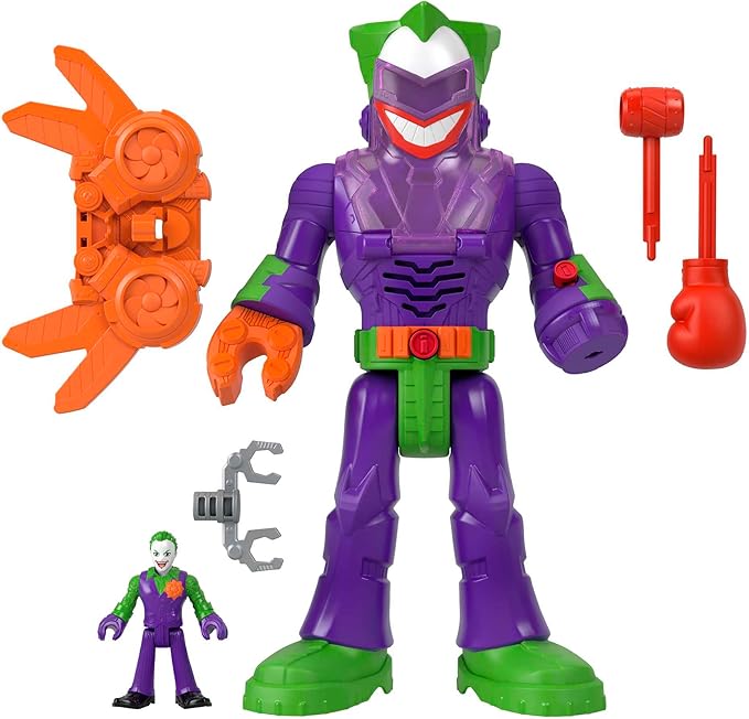 Fisher-Price Imaginext DC Super Friends Robot Toy, The Joker Insider & LaffBot 12-Inch with Lights Sounds & Figure for Kids Ages 3+ Years - Figurio