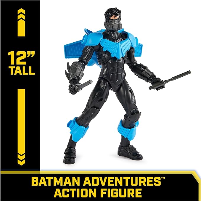 DC Comics, Batman Adventures, Nightwing Action Figure, 15 Armor Accessories, 17 Points of Articulation, 12-inch, Super Hero Kids Toy for Boys & Girls - Figurio