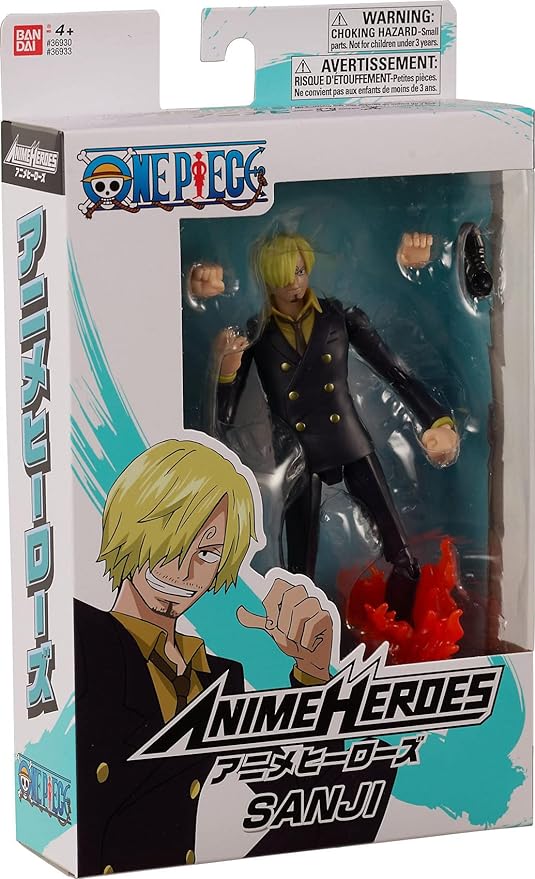 BANDAI Anime Heroes One Piece Figures Sanji Action Figure | 17cm Articulated Sanji Anime Figure with Swappable Arms and Faces One Piece Action Figures Pirate Toys Range - Figurio