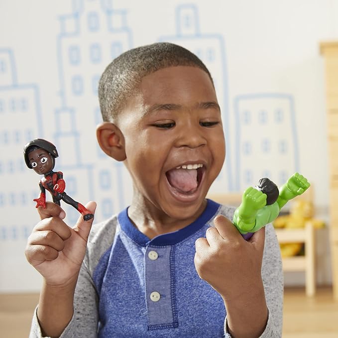 Hasbro Spidey and His Amazing Friends Marvel Hero Reveal 2-Pack,-Action Figures,-Mask Flip Feature, Miles Morales: Spider-Man and Hulk, 3 and Up - Figurio