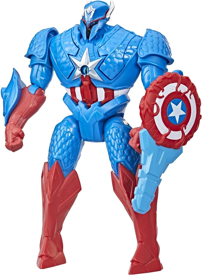 Marvel Avengers Mech Strike Monster Hunters Hunter Suit Captain America Toy, 8-Inch-Scale Deluxe Action Figure, Toys for Kids Ages 4 and Up - Figurio