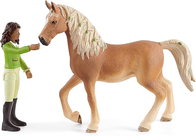 Schleich Horse Club, 10-Piece Playset, Horse Toys for Girls and Boys Ages 5-12, Sarah and Mystery the Horse - Figurio