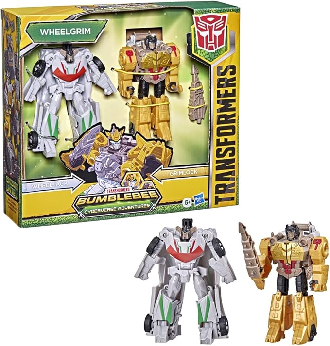 Transformers Bumblebee Cyberverse Adventures Dinobots Unite Toys Dino Combiners Wheelgrim 2-Pack Action Figures, Ages 6 and Up, 4.5-inch - Figurio