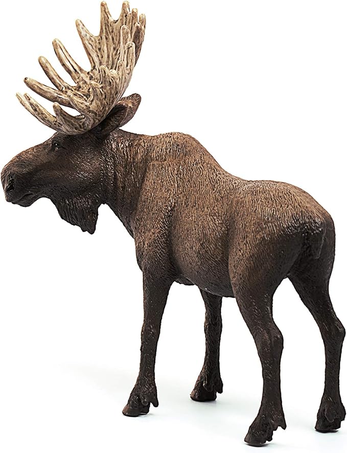 Schleich Wild Life Moose Bull Figurine - Wild Animal Toy Figurine, Durable for Education and Imaginative Play for Boys and Girls, Gift for Kids Ages 3+ - Figurio