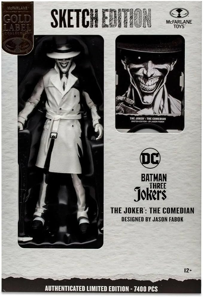 McFarlane Toys DC Multiverse The Joker Designed by Jason Fabok Sketch Edition Gold Label 7in Action Figure with Ultra Articulation, Exclusive Designer Box, Collectible Art Card - Figurio