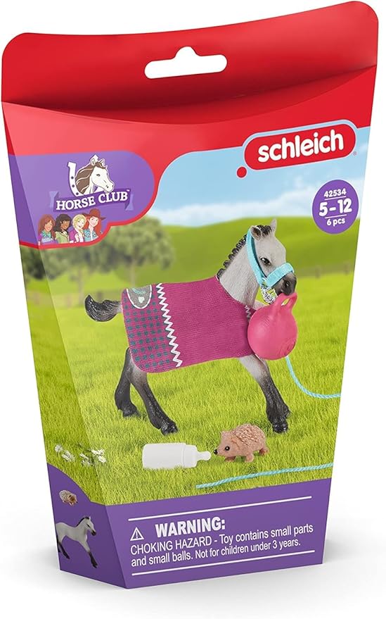 Schleich Horse Club Playful Foal Horse Playset - Authentic Toy Figure with Removable Blanket, Bottle, and Ball Accessories, Fun and Imaginative Play for Boys and Girls, Gift for Kids Ages 5+ - Figurio