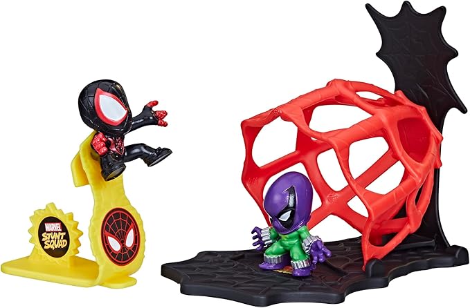 Marvel Stunt Squad Miles Morales vs. Prowler Toy Playset, 1.5-Inch Super Hero Action Figures, Ages 4 and Up - Figurio