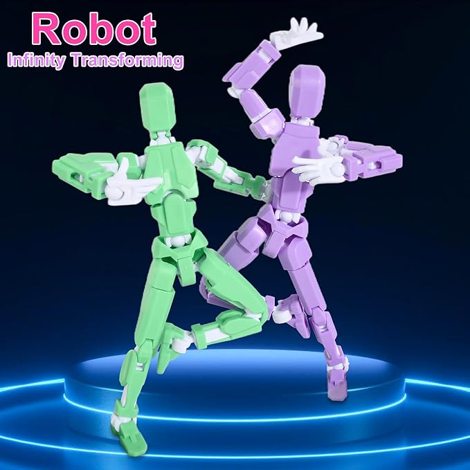 Creative Action Figure with Pose Stand,Building Toy Sets,3D Robot,Lucky Puppet Joints for Boys,Girls,Men,Women,Multi-Jointed Moveable Dummy Desk Decoration,Desktop Ornament for Game Lover (Green) - Figurio