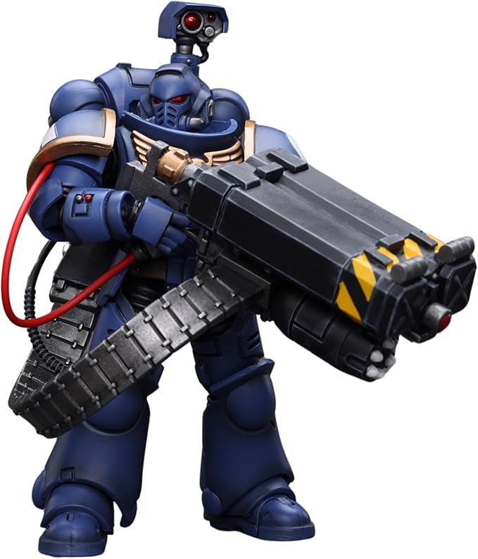 JOYTOY Warhammer 40K 1/18 Action Figure Ultramarines Desolation Marine with Castellan Launcher Superkrak Collection Anime Model Gift (4-inch) - Figurio