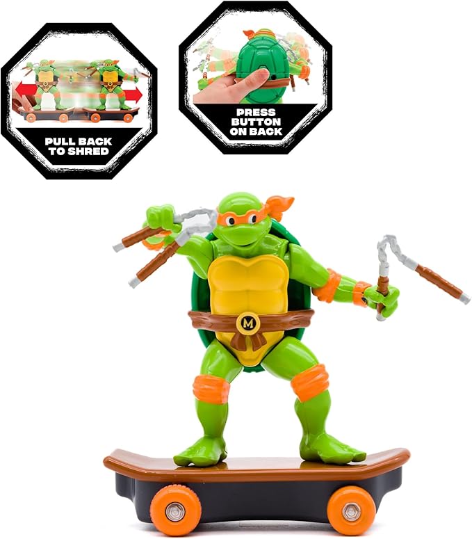 Teenage Mutant Ninja Turtles 5" Sewer Shredders Classic Edition Michelangelo Ages 3+ Shredding Action Figure - Figurio