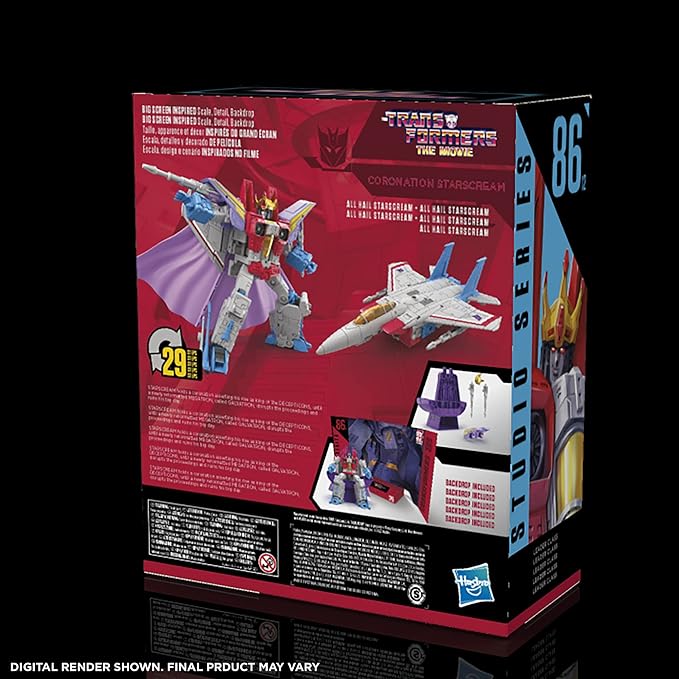 Transformers Studio Series 86-12 Leader Class The The Movie 1986 Coronation Starscream Action Figure, Ages 8 and Up, 8.5-inch - Figurio