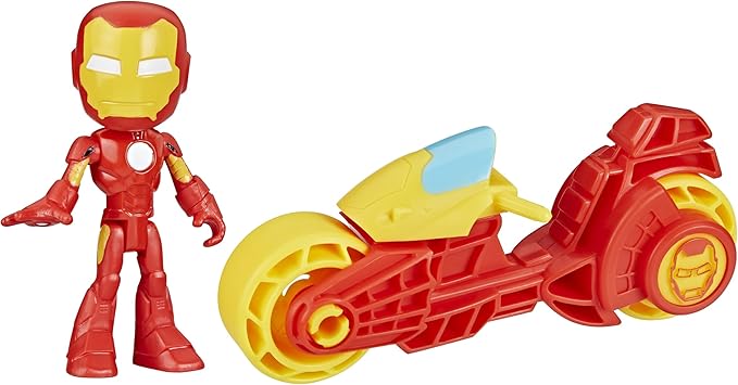 Spidey and his Amazing Friends, Iron Man Action Figure & Toy Motorcycle Playset, Marvel Super Hero Preschool Toys for Kids 3 and Up - Figurio