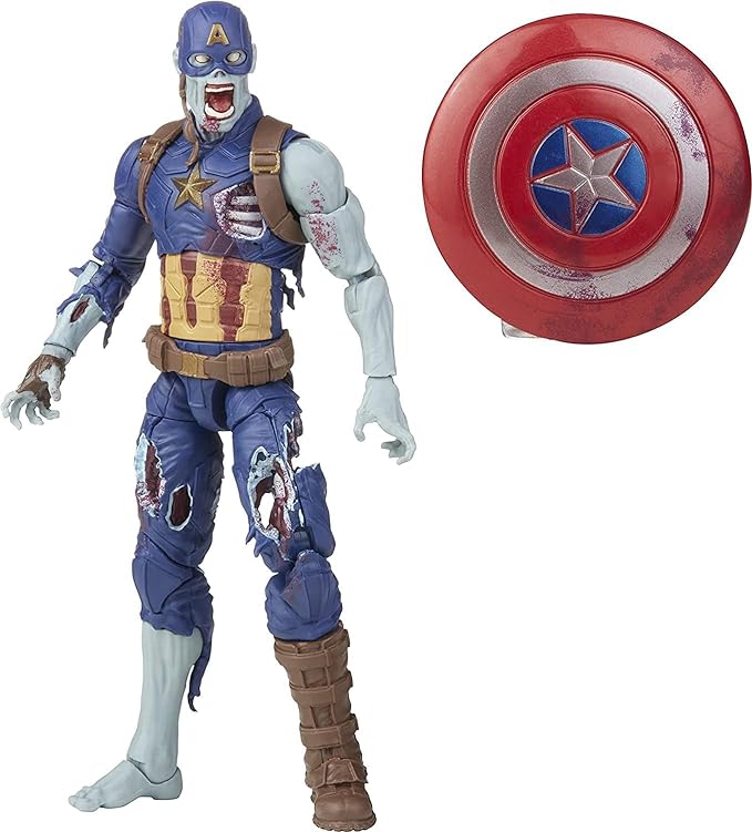 Avengers Marvel Legends Series 6-inch Scale Action Figure Toy Zombie Captain America, Premium Design, 1 Figure, and 1 Accessory - Figurio