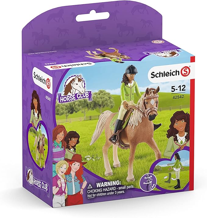 Schleich Horse Club, 10-Piece Playset, Horse Toys for Girls and Boys Ages 5-12, Sarah and Mystery the Horse - Figurio