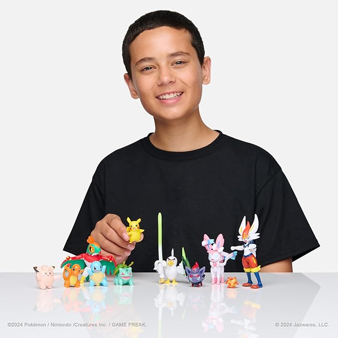 Pokémon Battle Figure 10 Pack - One 4.5-Inch Cinderace Figure Plus Three 3-Inch and Six 2-Inch Battle Figures Including Pikachu (Amazon Exclusive) - Figurio