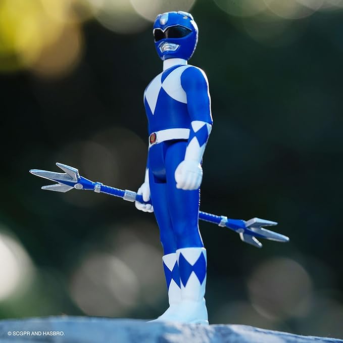 Super7 Mighty Morphin Power Rangers Blue Ranger - 3.75" Power Rangers Action Figure with Accessories Classic TV Show Collectibles and Retro Toys - Figurio