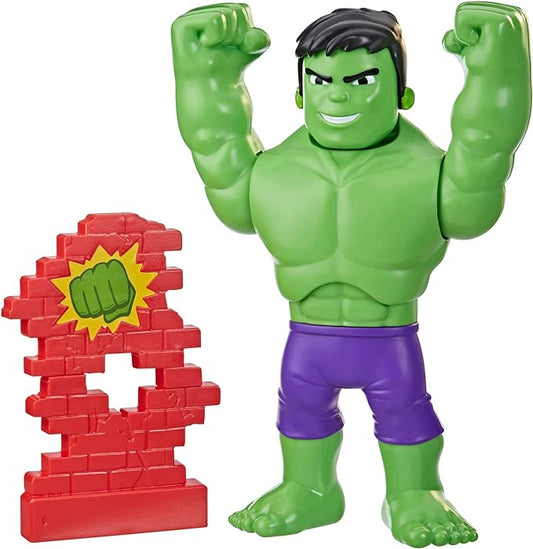 Spidey and His Amazing Friends Marvel Power Smash Hulk Action Figure, 10-inch Hulk Toys, Preschool Toys, Super Hero Toys for 3 Year Old Boys and Girls and Up, with Brick Wall Accessory - Figurio