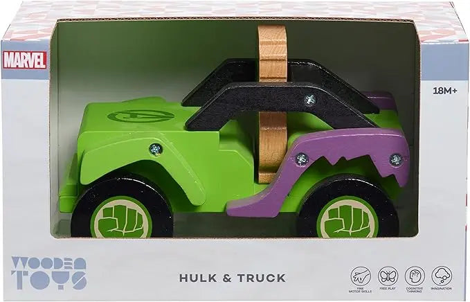 Just Play Disney Wooden Toys Hulk and Truck, Figure and Vehicle, Officially Licensed Kids Toys for Ages 18 Month, Amazon Exclusive - Figurio