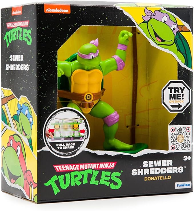 Teenage Mutant Ninja Turtles 5" Sewer Shredders Donatello Classic Edition for Ages 3+ - Shred & Battle with Bo Staff - Collect All 4! - Figurio