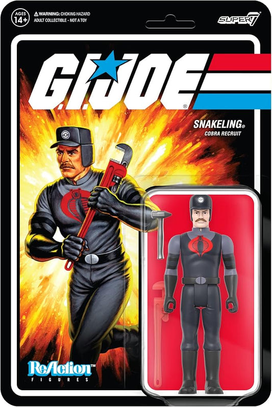 Super7 G.I. Joe Cobra Snakeling Factory Worker Mustache (Pink) 3.75 in ReAction Figure - Figurio