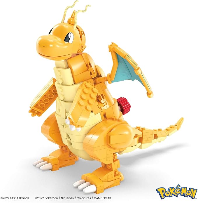 MEGA Pokémon Building Toys Set Dragonite with 388 Pieces, Articulated and Poseable with Motion, 7 Inches Tall, for Kids - Figurio