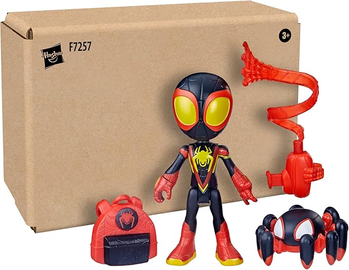 Spidey and His Amazing Friends Web-Spinners Miles Morales Spider-Man 4-Inch Figure with Accessories, Web-Spinning Accessory, Marvel Toys for Kids, Small - Figurio