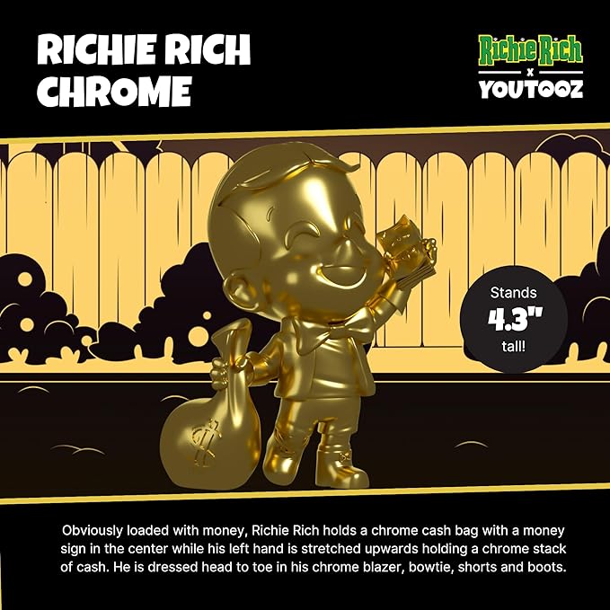 Youtooz Richie Rich Chrome 4.3" Vinyl Figure, Official Licensed Collectible from Richie Rich Comedy Comic, by Youtooz Richie Rich Collection - Figurio