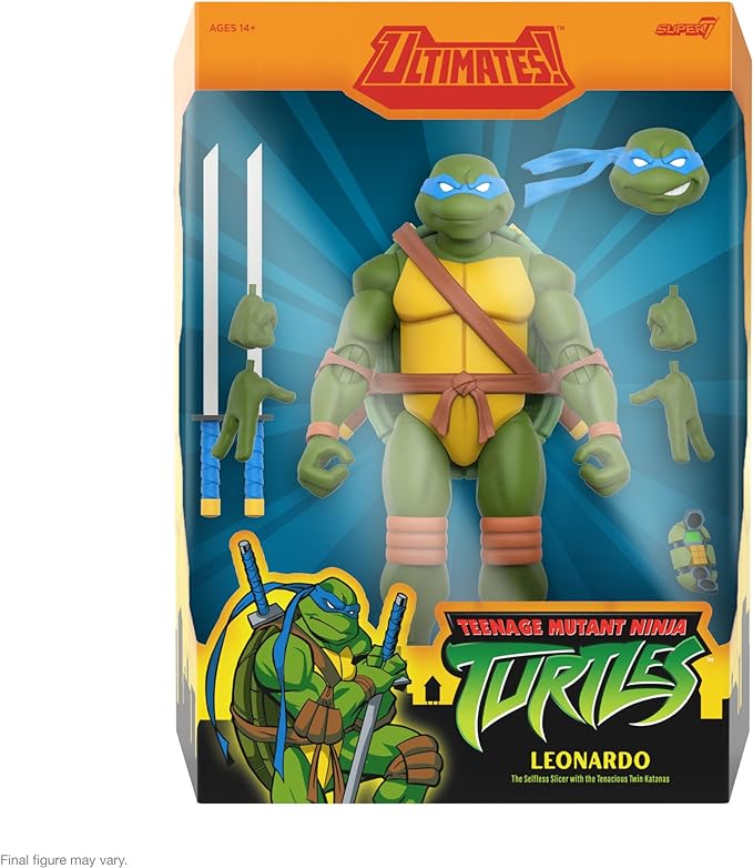 Super7 ULTIMATES! Teenage Mutant Ninja Turtles Leonardo - 7" TMNT Action Figure with Accessories Classic Cartoon Collectibles and Retro Toys - Figurio