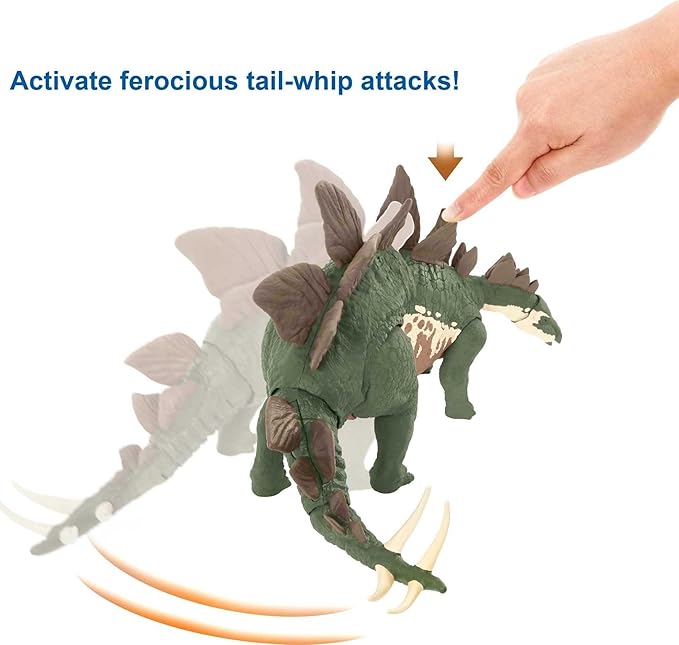 Mattel Jurassic World Toys Camp Cretaceous Mega Destroyers Stegosaurus Dinosaur Action Figure, Toy Gift with Movable Joints, Attack and Breakout Feature - Figurio