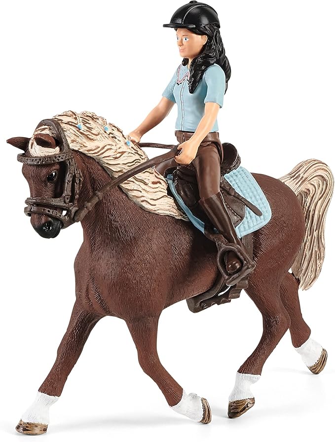 Schleich Horse Club, 13-Piece Playset, Horse Toys for Girls and Boys Ages 5-12, Horse Wash Area with Emily and Luna the Horse - Figurio