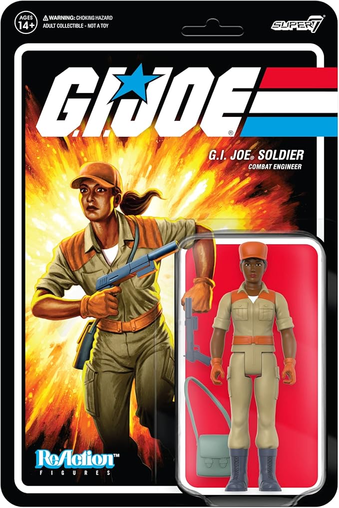 Super7 G.I. Joe Female Combat Engineer Ponytail Hair - 3.75" G.I. Joe Action Figure with Accessory Classic Cartoon Collectibles and Retro Toys - Figurio