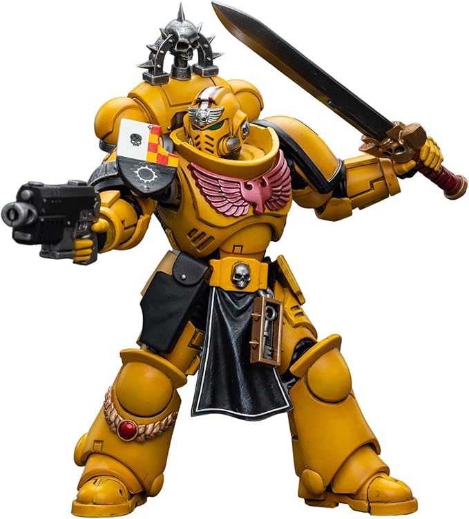 JOYTOY 1/18 Warhammer 40,000 Action Figure Imperial Fists Lieutenant with Power Sword Collection Model (4.8 inch) - Figurio