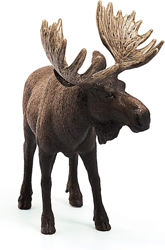 Schleich Wild Life Moose Bull Figurine - Wild Animal Toy Figurine, Durable for Education and Imaginative Play for Boys and Girls, Gift for Kids Ages 3+ - Figurio