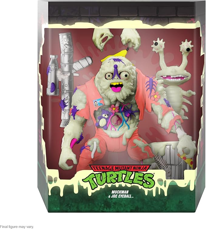 Super7 ULTIMATES! Teenage Mutant Ninja Turtles Muckman and Joe Eyeball (Glow in The Dark) - 7" TMNT Action Figure with Accessories Classic Cartoon Collectibles and Retro Toys - Figurio