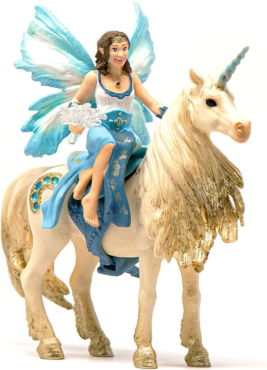 Schleich Bayala Mermaid Eyela Doll with Golden Unicorn 4pc. Figurine Playset - Featuring Bold and Glitter Details, Highly Durable and Fun Imaginative Toy for Boys and Girls, Gift for Kids Ages 5+ - Figurio