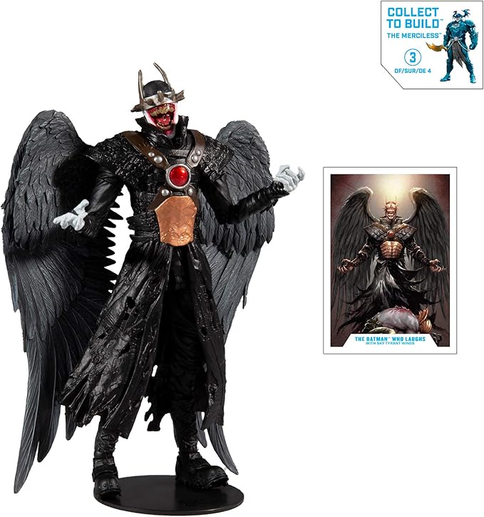 DC Multiverse Batman Who Laughs with Sky Tyrant Wings 7" Action Figure and Build-A Parts for 'The Merciless' Figure - Figurio