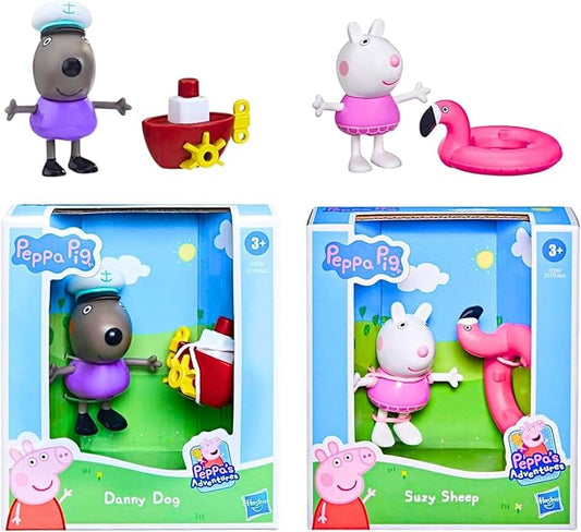 Hasbro Peppa Pig - 3" 8cm Poseable Articulated Figure & Accessory Sets - Danny Dog & Suzy Sheep - Figurio