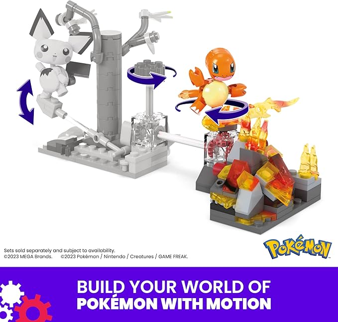 Mega Pokémon Building Toys Set Charmander’s Fire-Type Spin with 81 Pieces, 1 Poseable Character and Motion, for Kids - Figurio