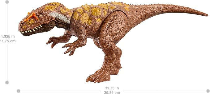 Jurassic World Wild Roar Megalosaurus Dinosaur Figure with Continuing Roar Sound & Attack Action, Posable Physical Toy & Digital Play - Figurio