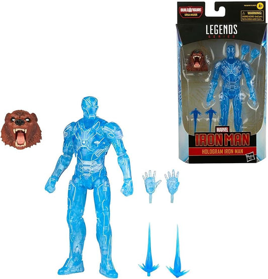 Marvel Hasbro Legends Series 6-inch Hologram Iron Man Action Figure Toy, Premium Design and Articulation Includes 2 Accessories and 1 Build-A-Figure Part - Figurio