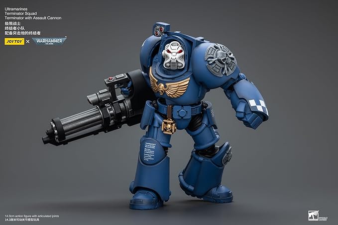 JOYTOY Warhammer 40,000 1/18 Action Figure Ultramarines Terminator Squad Terminator with Assault Cannon Collection Model Birthday Gifts - Figurio