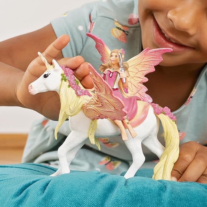 Schleich bayala Fairy Feya and Pegasus Unicorn Figurine Playset - Realistic Enchanting Fantasy Magical Fairy and Unicorn Figurine Imagination Playtime Toy Set for Boys and Girls, Gift for Kids Age 5+ - Figurio