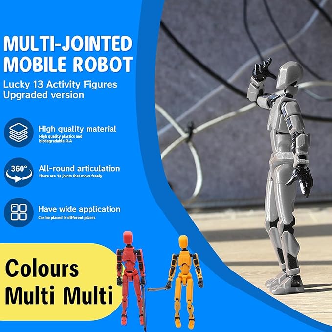 MerryXD Titan 13 Action Figure,Assembly Completed Dummy 13 Action Figure Lucky 13 Action Figure T13 Action Figure 3D Printed Multi-Jointed Movable, Nova 13 Action Figure Toy Grow in The Dark Blue - Figurio