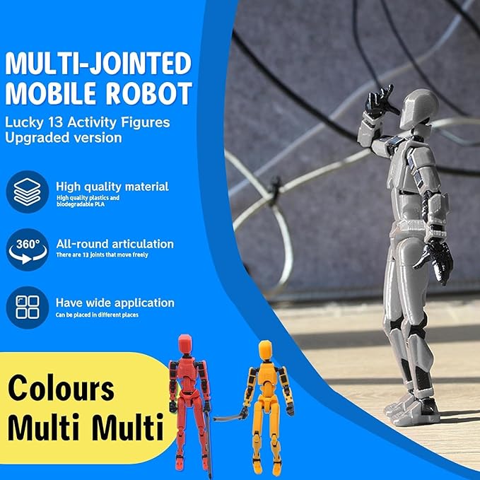 MerryXD Titan 13 Action Figure,Assembly Completed Dummy 13 Action Figure Lucky 13 Action Figure T13 Action Figure 3D Printed Multi-Jointed Movable, Nova 13 Action Figure Toy Grow in The Dark Yellow - Figurio