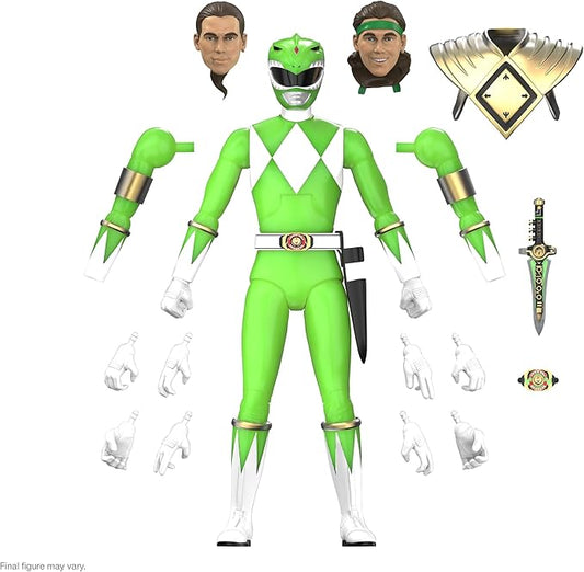 Super7 ULTIMATES! Mighty Morphin Power Rangers Green Ranger (Glow) - 7" Power Rangers Action Figure with Accessories Classic TV Show Collectibles and Retro Toys - Figurio