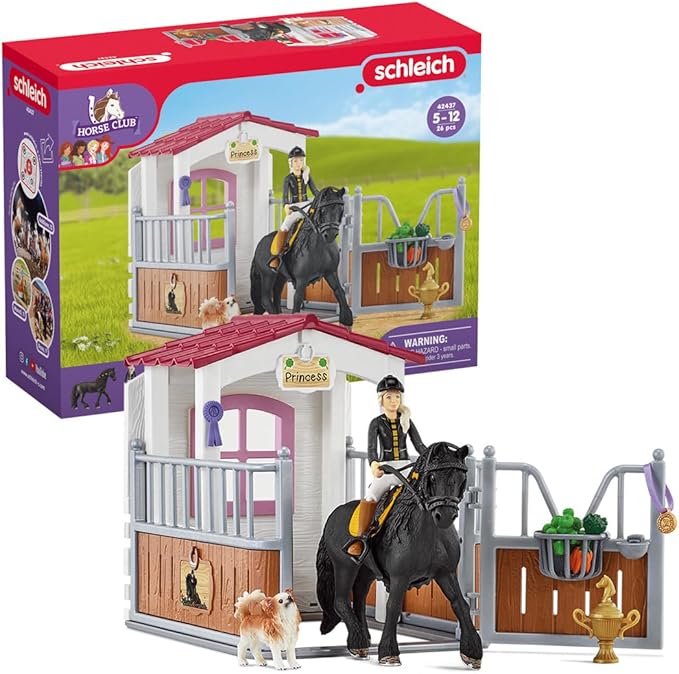 schleich HORSE CLUB — Horse Box with HORSE CLUB Tori & Princess, 26 Piece Horse Stable Play Set, Functional Horse Toys for Girls and Boys Ages 5+ - Figurio