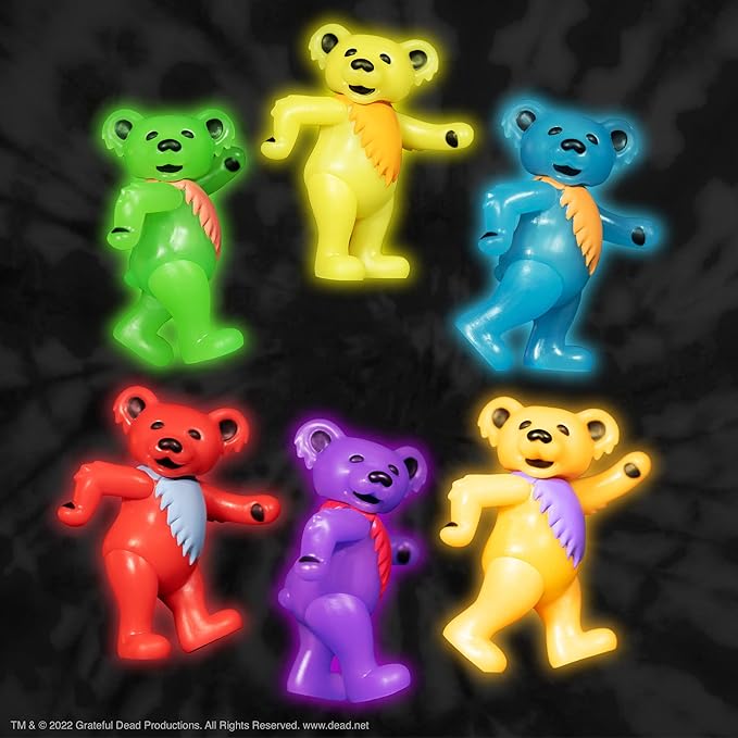 Super7 Grateful Dead Dancing Bear (Glow in The Dark) - 3.75" Grateful Dead Action Figure with Peg Stand Accessory Classic Music Collectibles and Retro Toys - Figurio