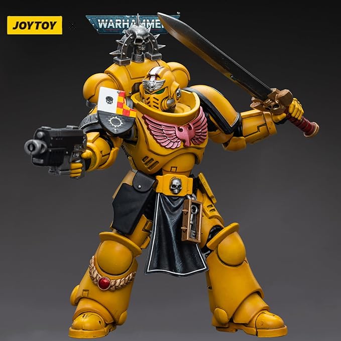 JOYTOY 1/18 Warhammer 40,000 Action Figure Imperial Fists Lieutenant with Power Sword Collection Model (4.8 inch) - Figurio